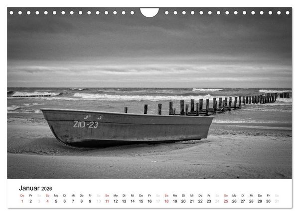 Produktbild: Ostseebad Zingst - Impressionen in Schwarz-Wei&szlig; (Wandkalender 2026 DIN A4 quer), CALVENDO Monatskalender