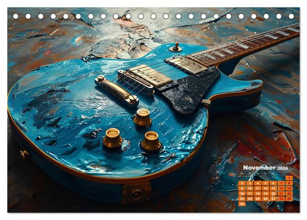Produktbild: Sechs Saiten, Zw&ouml;lf Monate - Der Gitarrenkalender (Tischkalender 2026 DIN A5 quer), CALVENDO Monatskalender