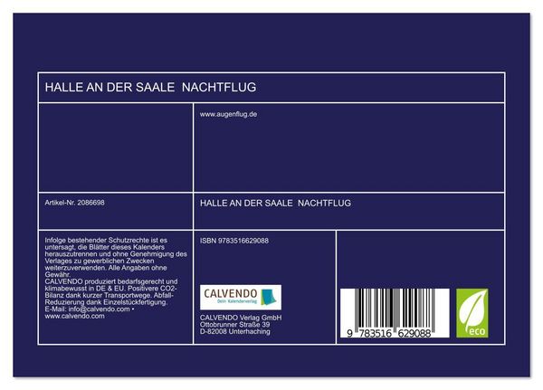 Produktbild: HALLE AN DER SAALE NACHTFLUG (Tischkalender 2026 DIN A5 quer), CALVENDO Monatskalender