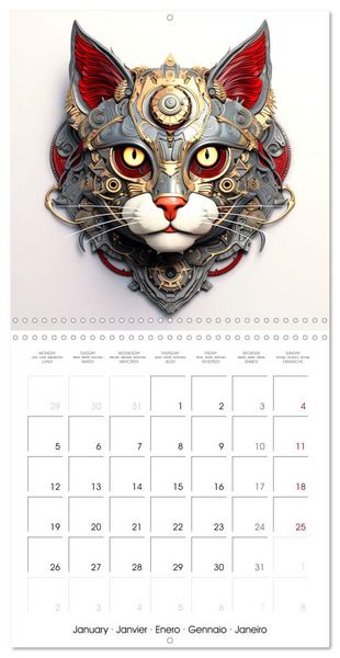 Produktbild: F&eacute;lins Steampunk (Calendrier mural carr&eacute; 2026 30x30 cm) Calendrier double avec une page pour vos prises de notes