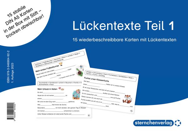 Lückentexte Teil 1 für die 1. und 2. Klasse, Nonbook von Sternchenverlag GmbH,Katrin Langhans, Sternchenverlag, 978-3-946904-92-2