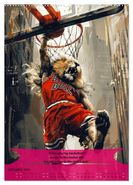 Produktbild: Basketball with funny animals (Wall Calendar 2026 DIN A2 portrait), CALVENDO 12 Month Wall Calendar