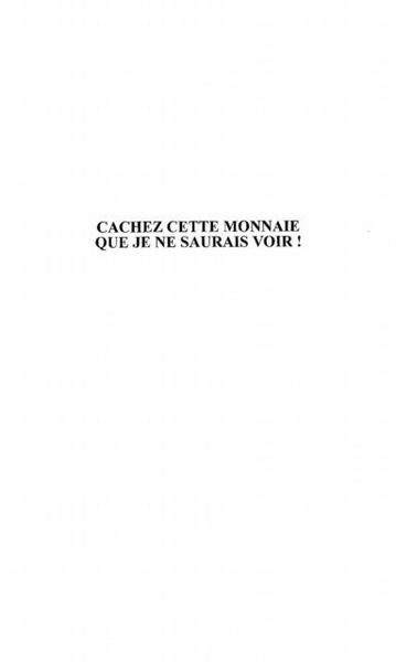 Produktbild: Cachez cette monnaie que je nesaurais v
