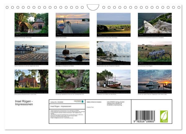 Produktbild: Insel R&uuml;gen - Impressionen (Wandkalender 2026 DIN A4 quer), CALVENDO Monatskalender