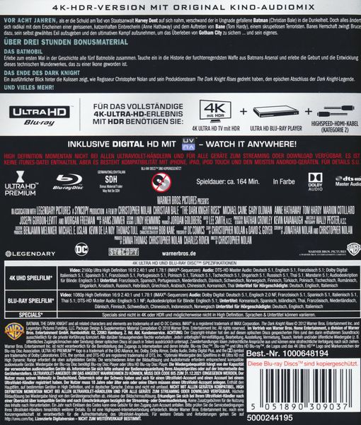 Produktbild: The Dark Knight Rises (4K Ultra HD) (+ 2 Blu-rays)