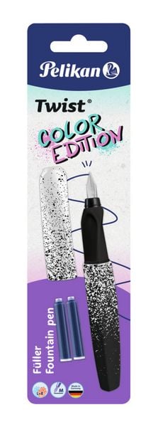 Pelikan Füller Twist Color Edition P457 M schwarz/weiß 2 Tintenpatronen Blister