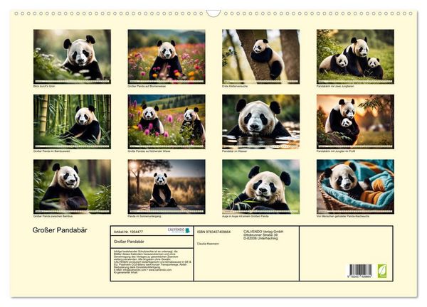 Produktbild: Gro&szlig;er Pandab&auml;r (Wandkalender 2026 DIN A2 quer), CALVENDO Monatskalender