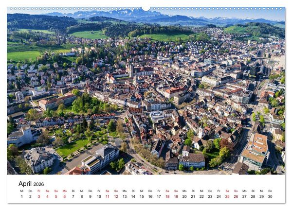Produktbild: Luftbildkalender St. Gallen 2026 (Wandkalender 2026 DIN A2 quer), CALVENDO Monatskalender