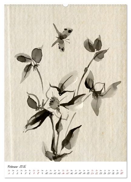 Produktbild: Sumi-e Kunst im japanischen Stil (hochwertiger Premium Wandkalender 2026 DIN A2 hoch), Kunstdruck in Hochglanz