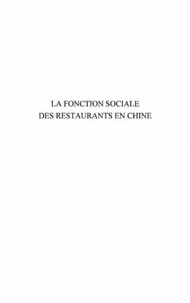 Produktbild: Fonction sociale des restaurants en chin