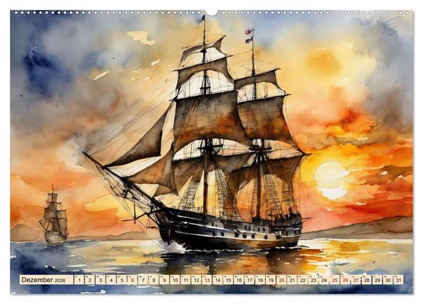 Produktbild: Gro&szlig;segler aus vergangenen Zeiten (hochwertiger Premium Wandkalender 2026 DIN A2 quer), Kunstdruck in Hochglanz