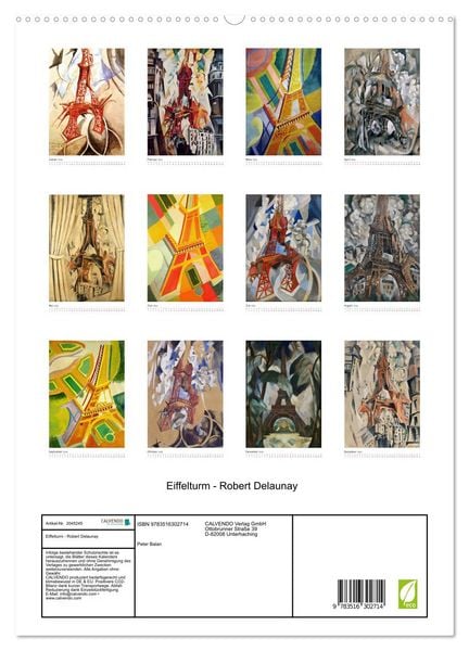 Produktbild: Eiffelturm - Robert Delaunay (hochwertiger Premium Wandkalender 2026 DIN A2 hoch), Kunstdruck in Hochglanz
