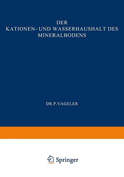 Produktbild: Der Kationen- und Wasserhaushalt des Mineralbodens