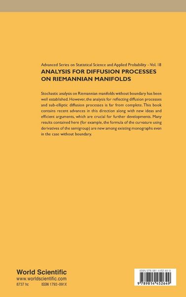 Produktbild: ANALYSIS FOR DIFFUSION PROCESSES ON RIEMANNIAN MANIFOLDS
