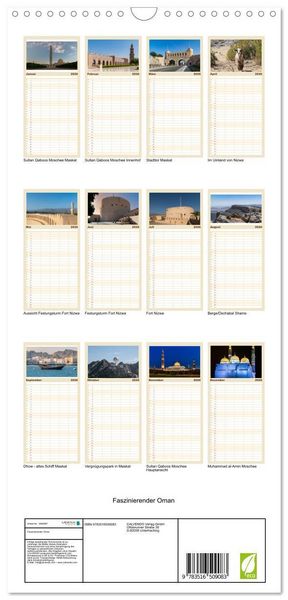Produktbild: Familienplaner 2026 - Faszinierender Oman mit 5 Spalten (Wandkalender, 21 x 45 cm) CALVENDO