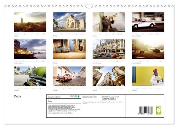 Produktbild: Cuba (Wandkalender 2027 DIN A3 quer), CALVENDO Monatskalender