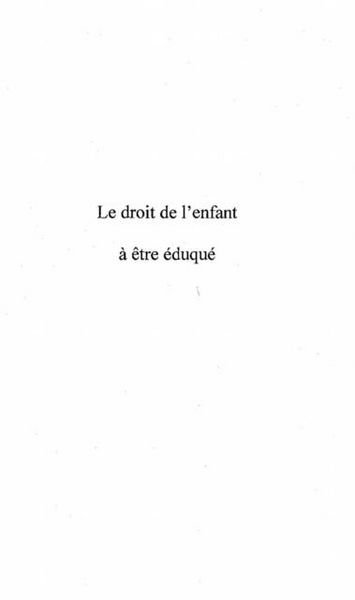 Produktbild: Le Droit De L'enfant a Etre Eduque