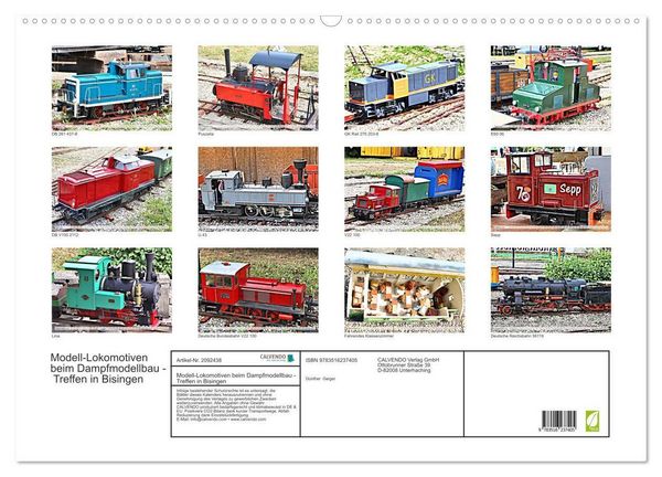 Produktbild: Modell-Lokomotiven beim Dampfmodellbau - Treffen in Bisingen (Wandkalender 2026 DIN A2 quer), CALVENDO Monatskalender