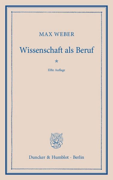 Produktbild: Wissenschaft als Beruf.