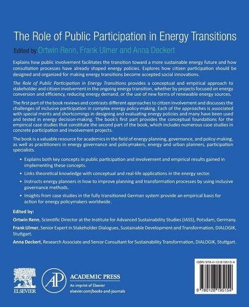 Produktbild: The Role of Public Participation in Energy Transitions