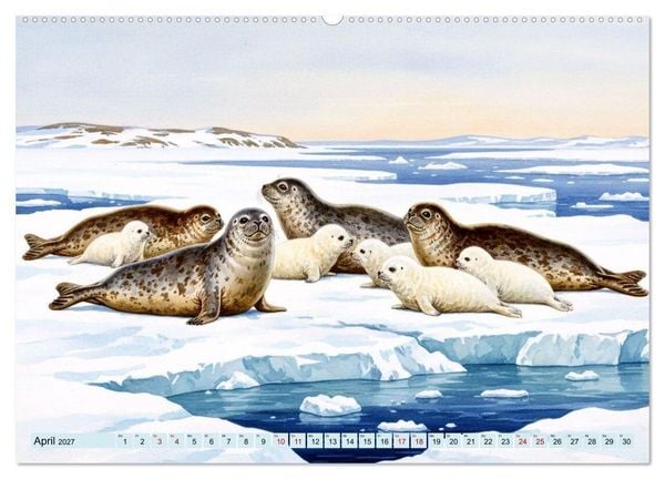 Produktbild: Nordische Tiere wie aus alten Zeiten (hochwertiger Premium Wandkalender 2027 DIN A2 quer), Kunstdruck in Hochglanz