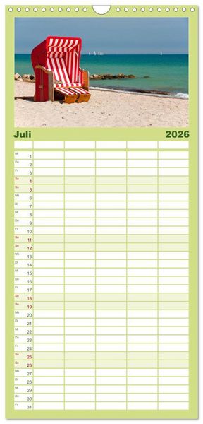 Produktbild: Familienplaner 2026 - Schlei und Ostsee - Eine Region zum Verlieben mit 5 Spalten (Wandkalender, 21 x 45 cm) CALVENDO