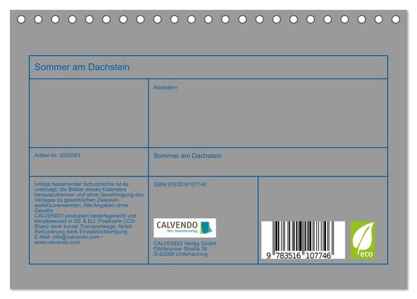 Produktbild: Sommer am Dachstein (Tischkalender 2026 DIN A5 quer), CALVENDO Monatskalender