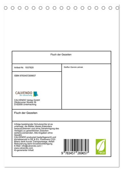 Produktbild: Fluch der Gezeiten (Tischkalender 2026 DIN A5 hoch), CALVENDO Monatskalender
