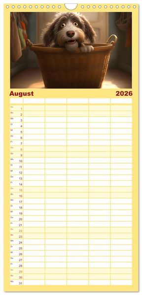 Produktbild: Familienplaner 2026 - Comic Hunde mit 5 Spalten (Wandkalender, 21 x 45 cm) CALVENDO