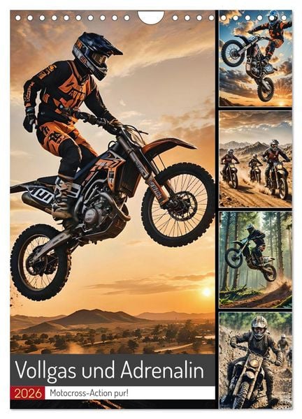 Vollgas und Adrenalin - Motocross-Action pur! (Wandkalender 2026 DIN A4 hoch), CALVENDO Monatskalender