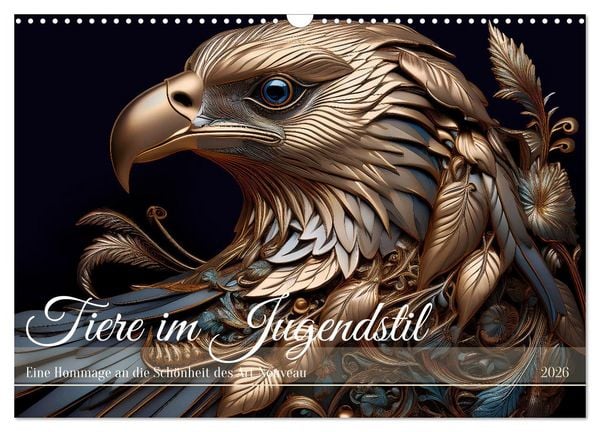 Produktbild: Tiere im Jugendstil - Eine Hommage an die Sch&ouml;nheit des Art Nouveau (Wandkalender 2026 DIN A3 quer), CALVENDO Monatskalender
