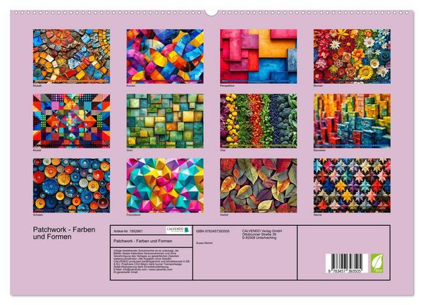 Produktbild: Patchwork - Farben und Formen (hochwertiger Premium Wandkalender 2026 DIN A2 quer), Kunstdruck in Hochglanz