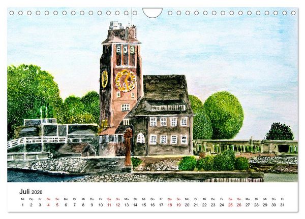 Produktbild: Hamburg in stillen Aquarellen (Wandkalender 2026 DIN A4 quer), CALVENDO Monatskalender