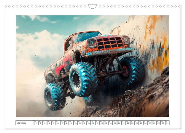 Produktbild: Die Macht der Monstertrucks (Wandkalender 2026 DIN A3 quer), CALVENDO Monatskalender