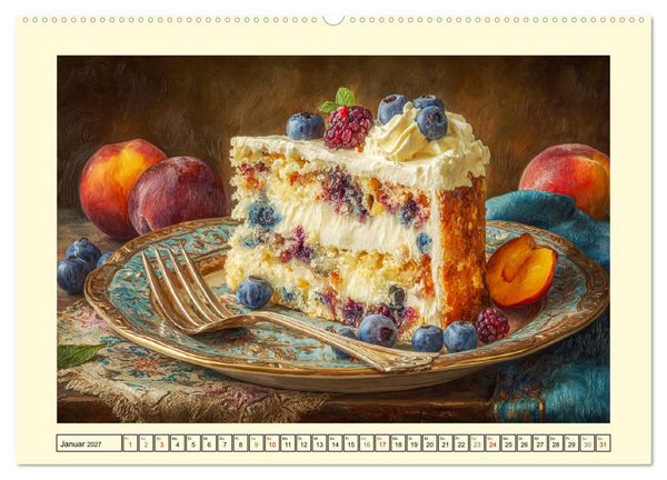 Produktbild: Pattiserie und Pinsel. Tortentr&auml;ume in kunstvoller &Ouml;loptik (hochwertiger Premium Wandkalender 2027 DIN A2 quer), Kunstdruck in Hochglanz
