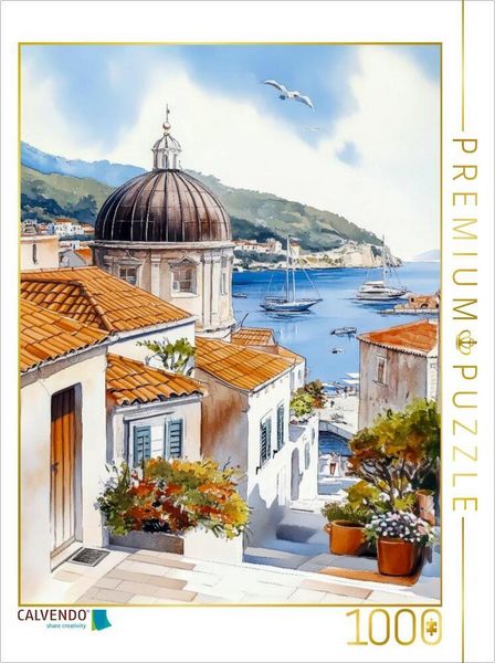 Produktbild: CALVENDO Puzzle Blick auf Dubrovnik - Altstadt und die Adriak&uuml;ste | 1000 Teile Lege-Gr&ouml;&szlig;e 64x48cm Foto-Puzzle f&uuml;r gl&uuml;ckliche Stunden