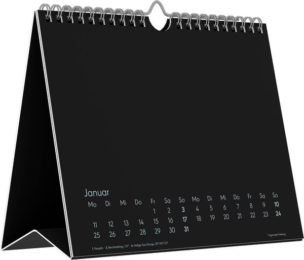 Produktbild: Kreativkalender Tischaufsteller quer schwarz 2027