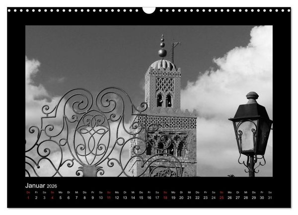 Produktbild: Marokko - Nostalgie in schwarz-weiss (Wandkalender 2026 DIN A3 quer), CALVENDO Monatskalender