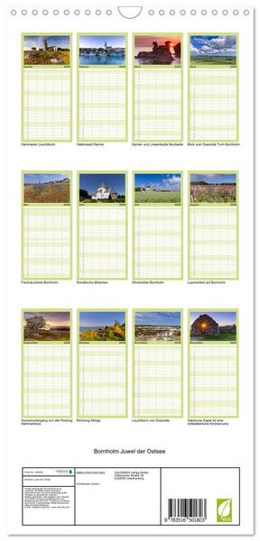 Produktbild: Familienplaner 2026 - Bornholm Juwel der Ostsee mit 5 Spalten (Wandkalender, 21 x 45 cm) CALVENDO