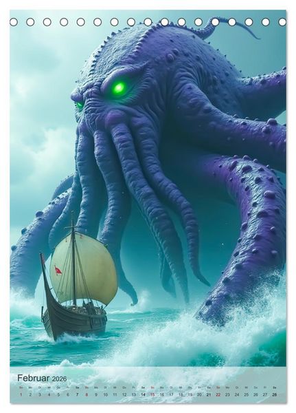 Produktbild: Nordische Mythologie - G&ouml;tter, Helden und Monster (Tischkalender 2026 DIN A5 hoch), CALVENDO Monatskalender