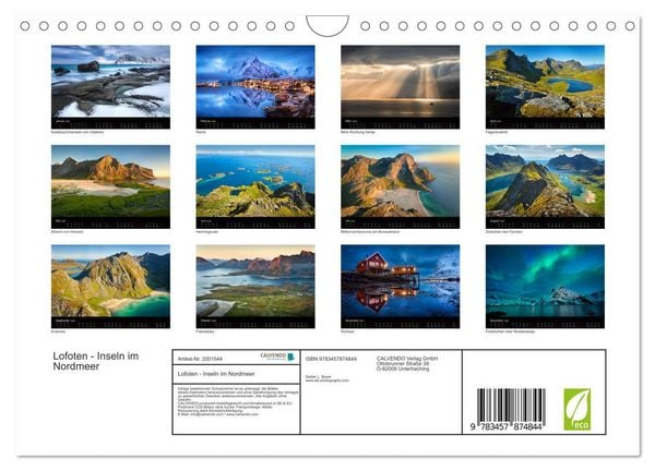 Produktbild: Lofoten - Inseln im Nordmeer (Wandkalender 2026 DIN A4 quer), CALVENDO Monatskalender