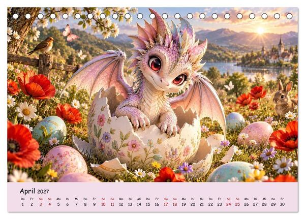 Produktbild: Kleine Fantasiedrachen und ihre Abenteuer (Tischkalender 2027 DIN A5 quer), CALVENDO Monatskalender