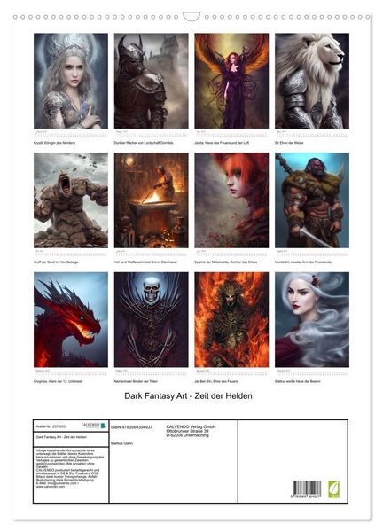 Produktbild: Dark Fantasy Art - Zeit der Helden (Wandkalender 2027 DIN A2 hoch), CALVENDO Monatskalender