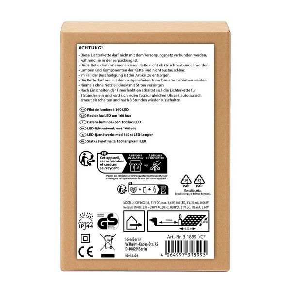 Produktbild: Idena LED Lichternetz warmwei&szlig; 2x1m 160er Au&szlig;en