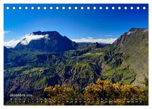 Produktbild: La R&egrave;union - C&ocirc;tes fantastiques et paysage montagneux (Calendrier de bureau 2026 DIN A5 vertical), CALVENDO calendrier mensuel