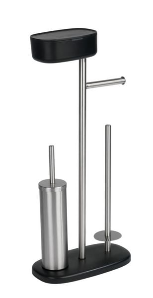 Stand WC-Garnitur mit Box Mod. Rivazza Schwarz, integrierter Toilettenpapierhalter,