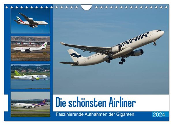 Die schönsten Airliner (Wandkalender 2024 DIN A4 quer), CALVENDO Monatskalender