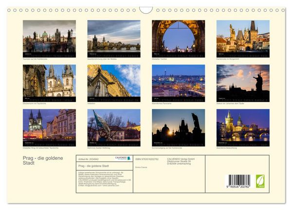 Produktbild: Prag - die goldene Stadt (Wandkalender 2026 DIN A3 quer), CALVENDO Monatskalender