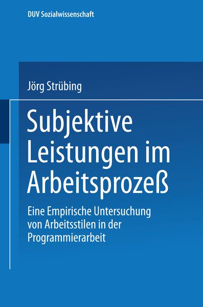 Produktbild: Subjektive Leistungen im Arbeitsproze&szlig;