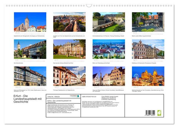 Produktbild: Erfurt - Die Landeshauptstadt mit Geschichte (Wandkalender 2026 DIN A2 quer), CALVENDO Monatskalender